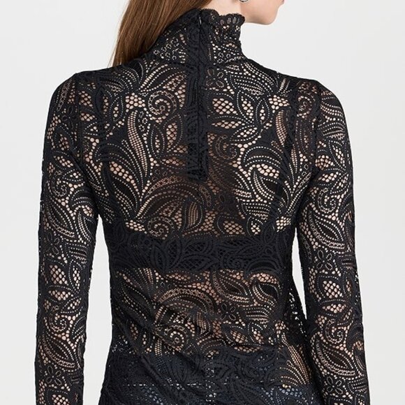 New Beaufille Rodin Blouse in Black lace mesh long sleeve sheer top - Picture 3 of 12